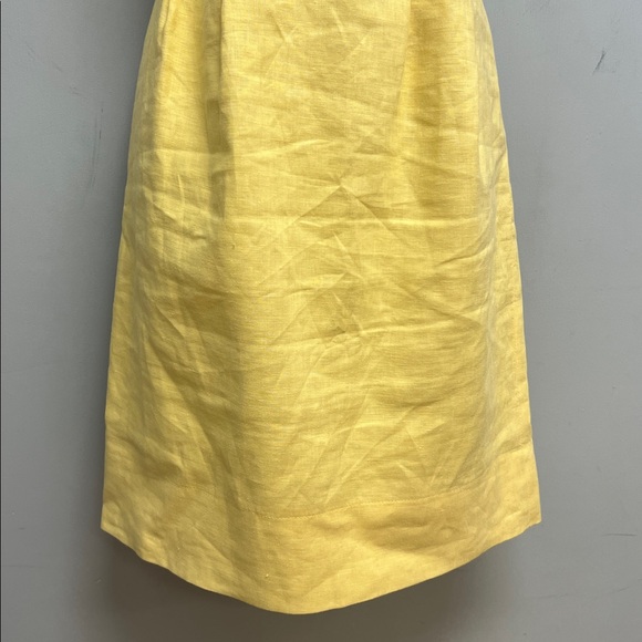 Taylor Yellow Linen Dress Sleeveless Ruffle Trim Shift Fit & Flare Size 6 - Picture 3 of 13